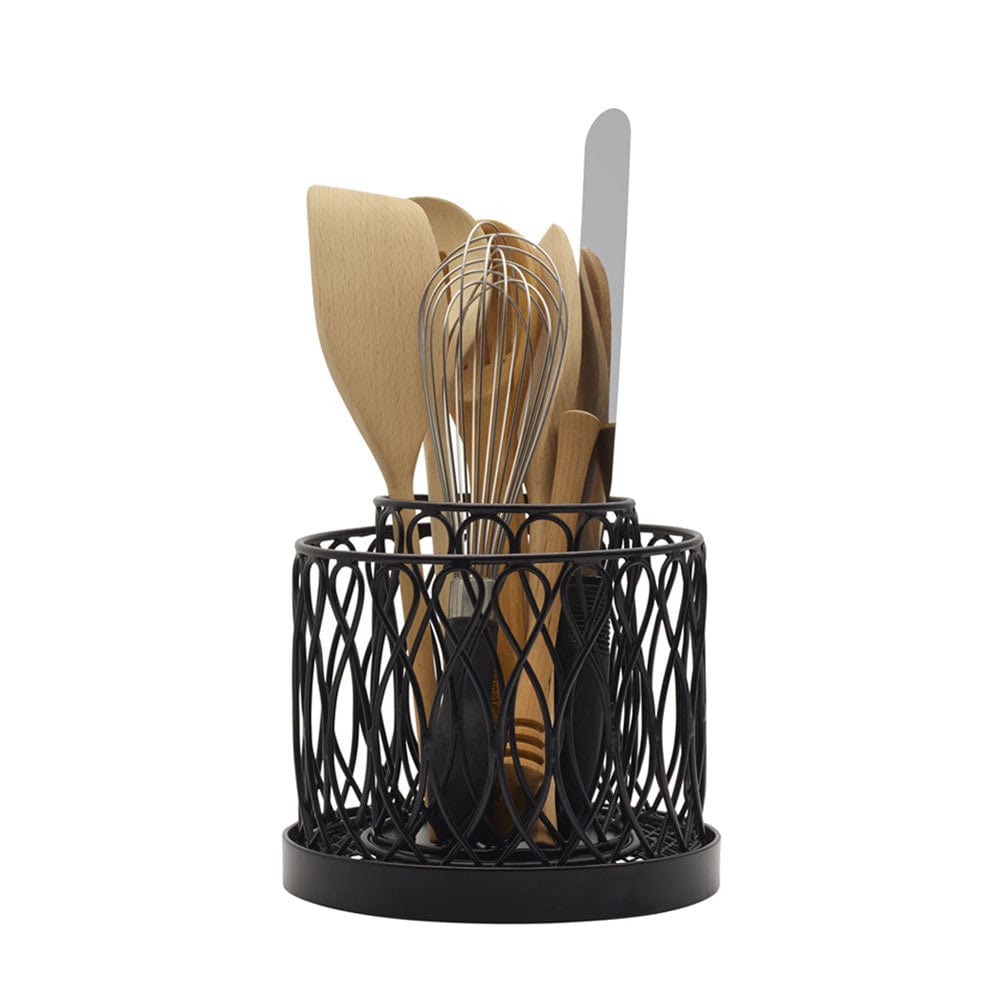 2-Tier Rotating Utensil Holder with Twist Loop Design - Perfect for Kitchen Countertop Organization & Spice Jar Storage