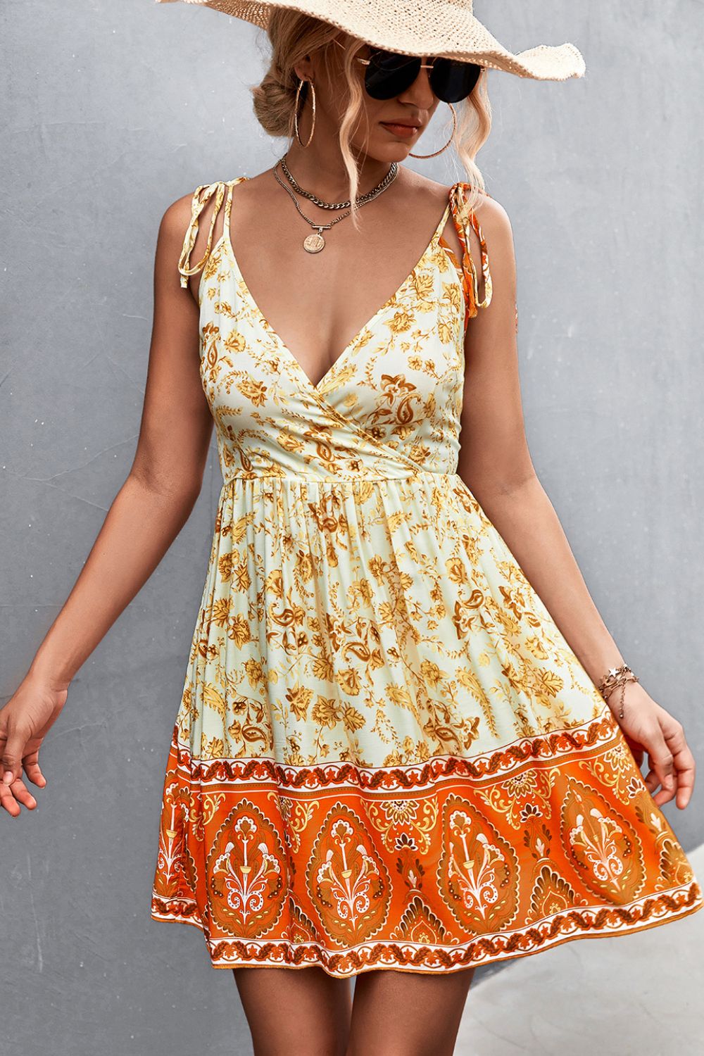 Bohemian Tie Shoulder Surplice Backless Dress - Flowy Summer Maxi Dress for Beach, Vacation & Date Night | Women's Elegant Party & Evening Gown