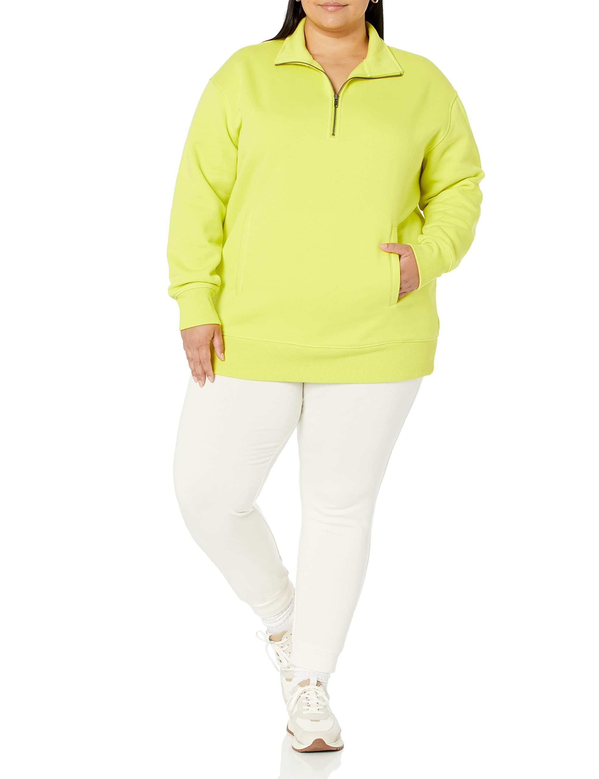 Amazon Aware Women's Relaxed-Fit Half Zip Tunic Sweatshirt - Plus Size Casual Pullover for Yoga, Lounge & Everyday Wear