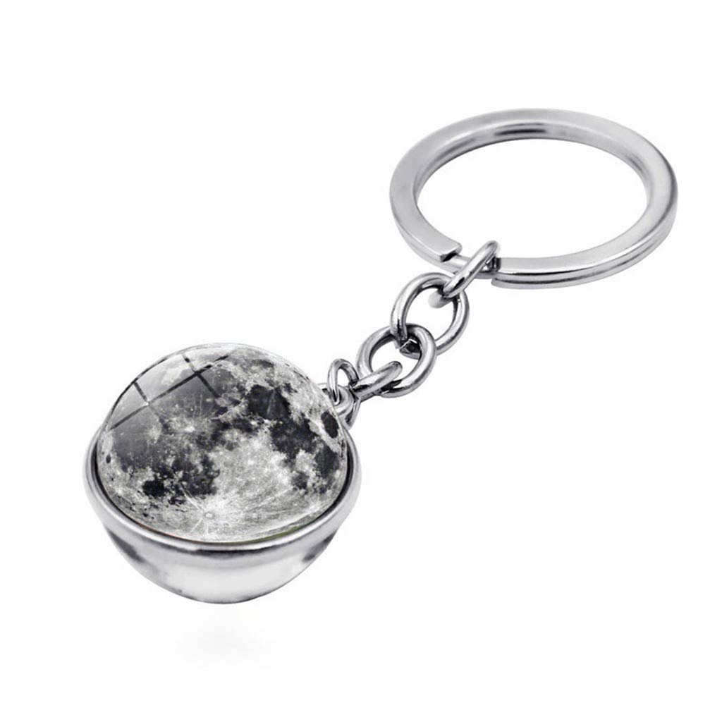 Galaxy Keychain with Double-Sided Glass Planet & Gemstone - Cosmic Wristlet Key Ring for Women | Perfect for Key Organization, Gift Giving & Boho Fashion Accessories