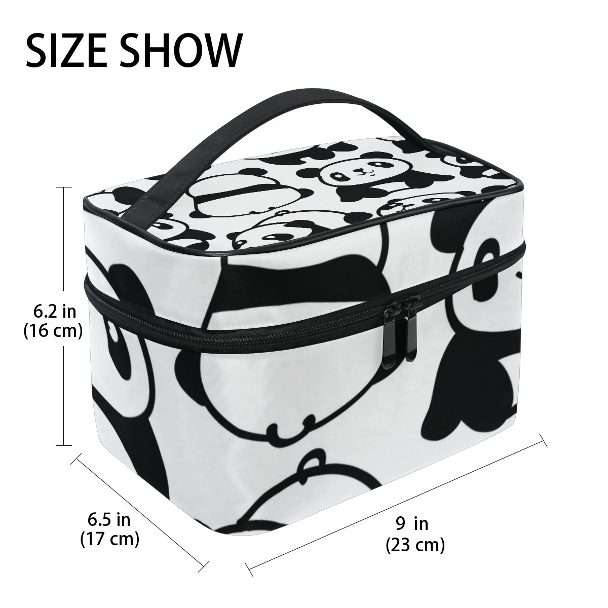 Cute Panda Cosmetic Bag for Travel - Waterproof Makeup Train Case Storage Organizer with Zipper - Perfect for Girls, Women, Teens - Great for Travel, Gym, School & Daily Use