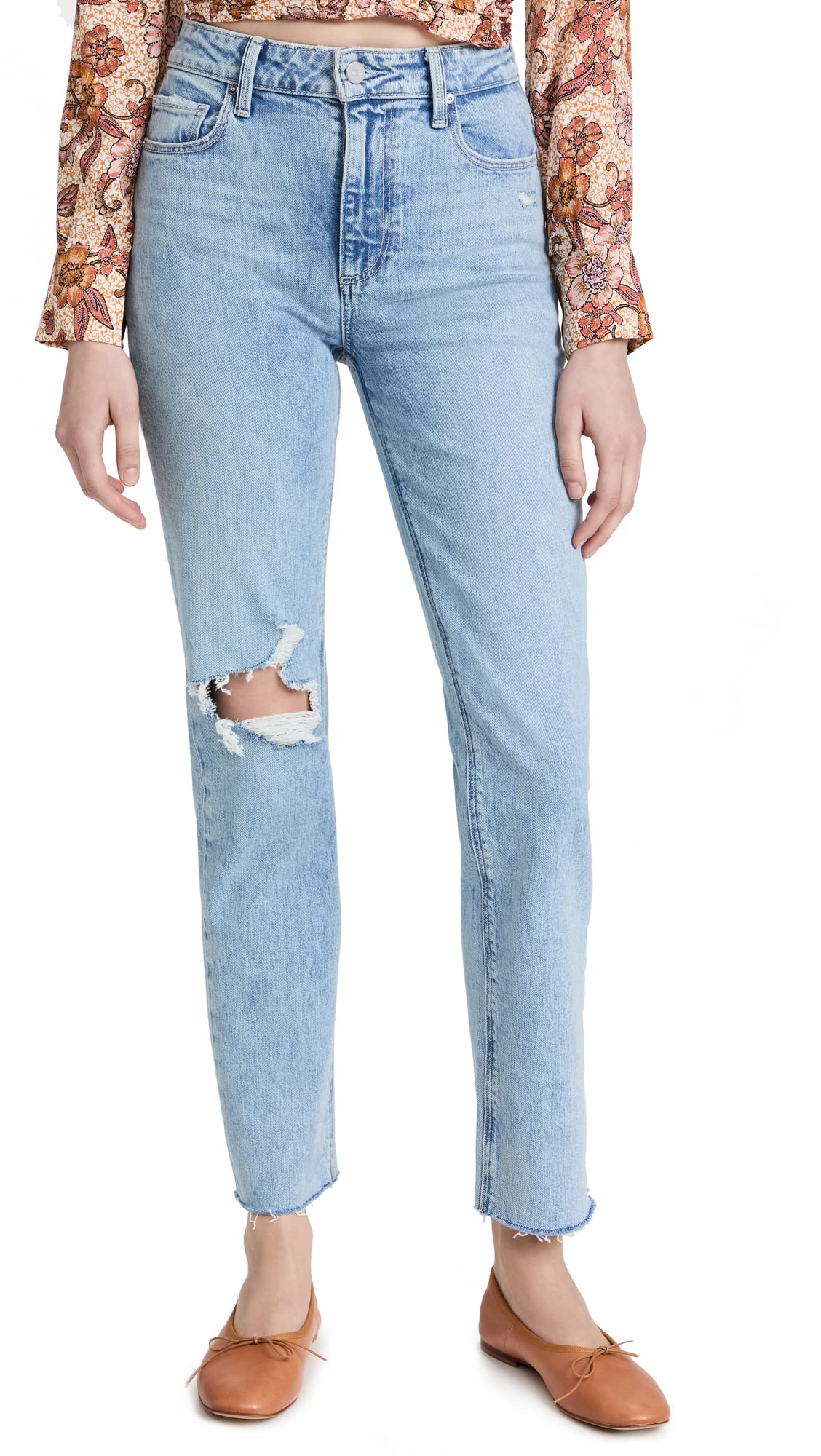 PAIGE Women's Stella Straight Leg Jeans - High Waist Denim Pants for Casual & Office Wear | Comfortable Stretch Fit for Everyday Style
