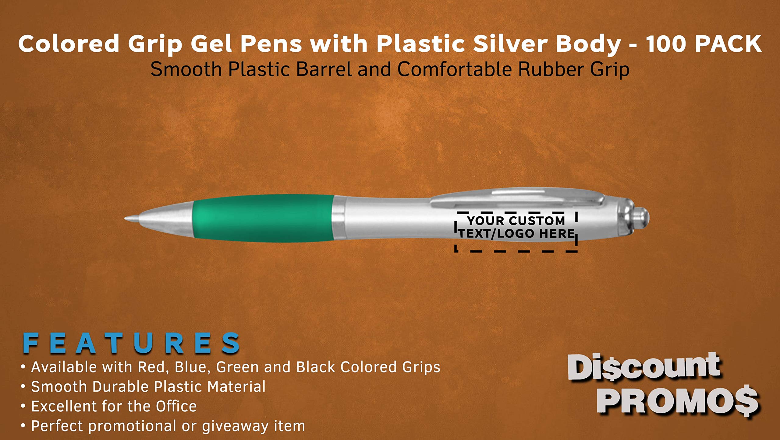 Custom Colored Grip Gel Pens - 100-Piece Bulk Pack with Personalized Options | Premium Writing Tools for Office, School & Business | Perfect for Tradeshows, Events & Gift Giving - Green