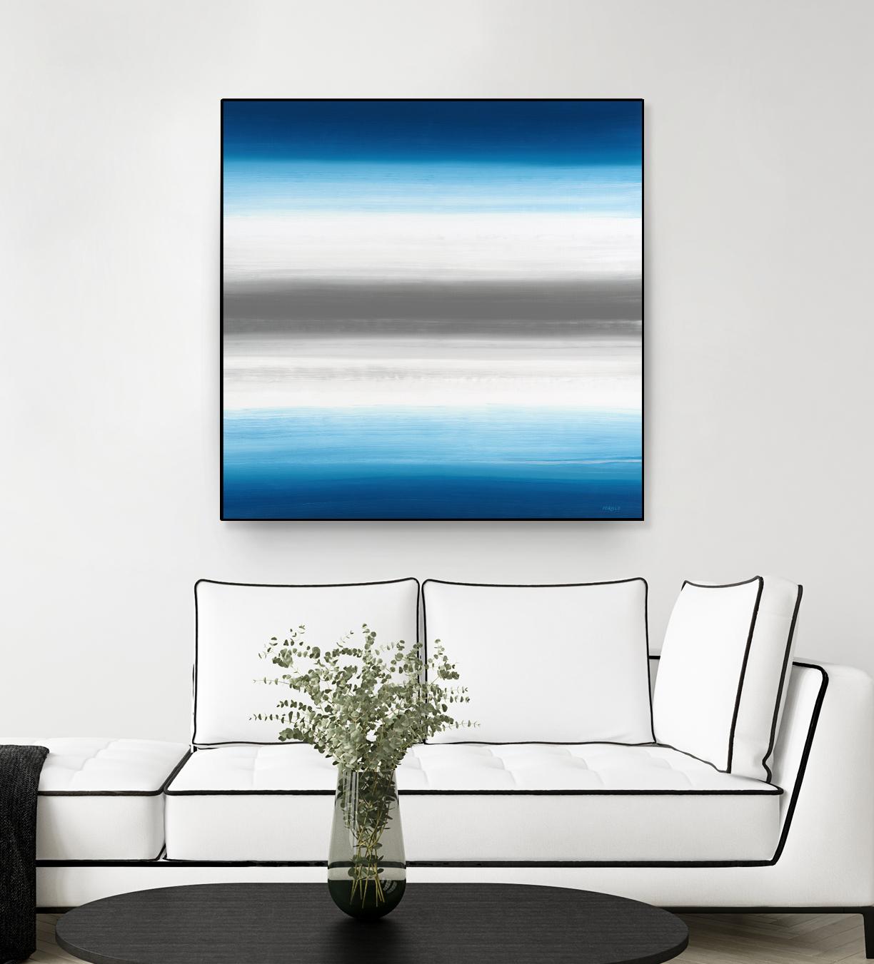 Blue Gradient Aesthetic Wall Art Prints - Modern Abstract Canvas Painting for Home & Office Decor | Perfect for Living Room, Bedroom, or Workspace