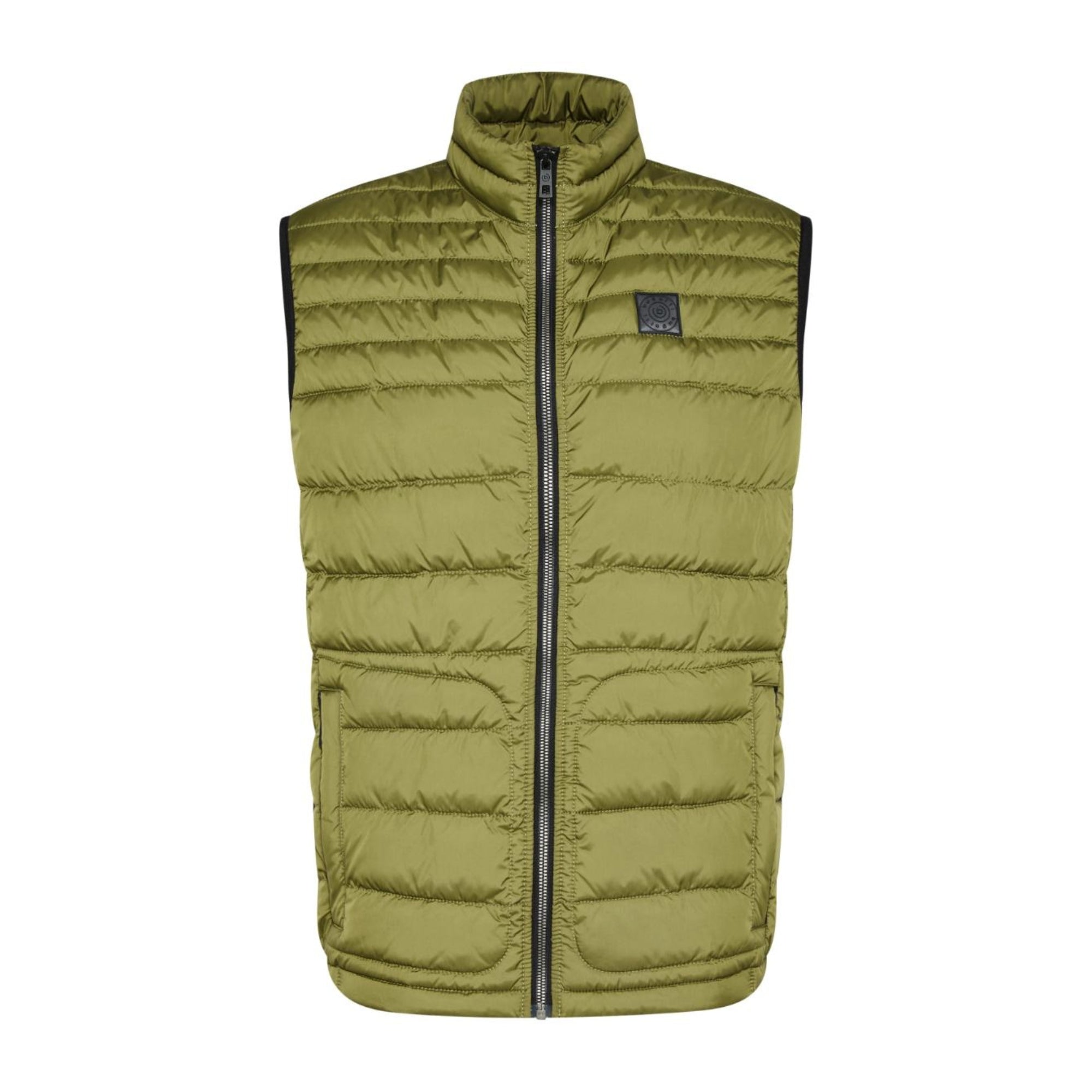 Bugatti Men's Quilted Zip-Up Vest in Moss Green - Lightweight Warm Jacket for Outdoor Hiking, Camping & Casual Wear