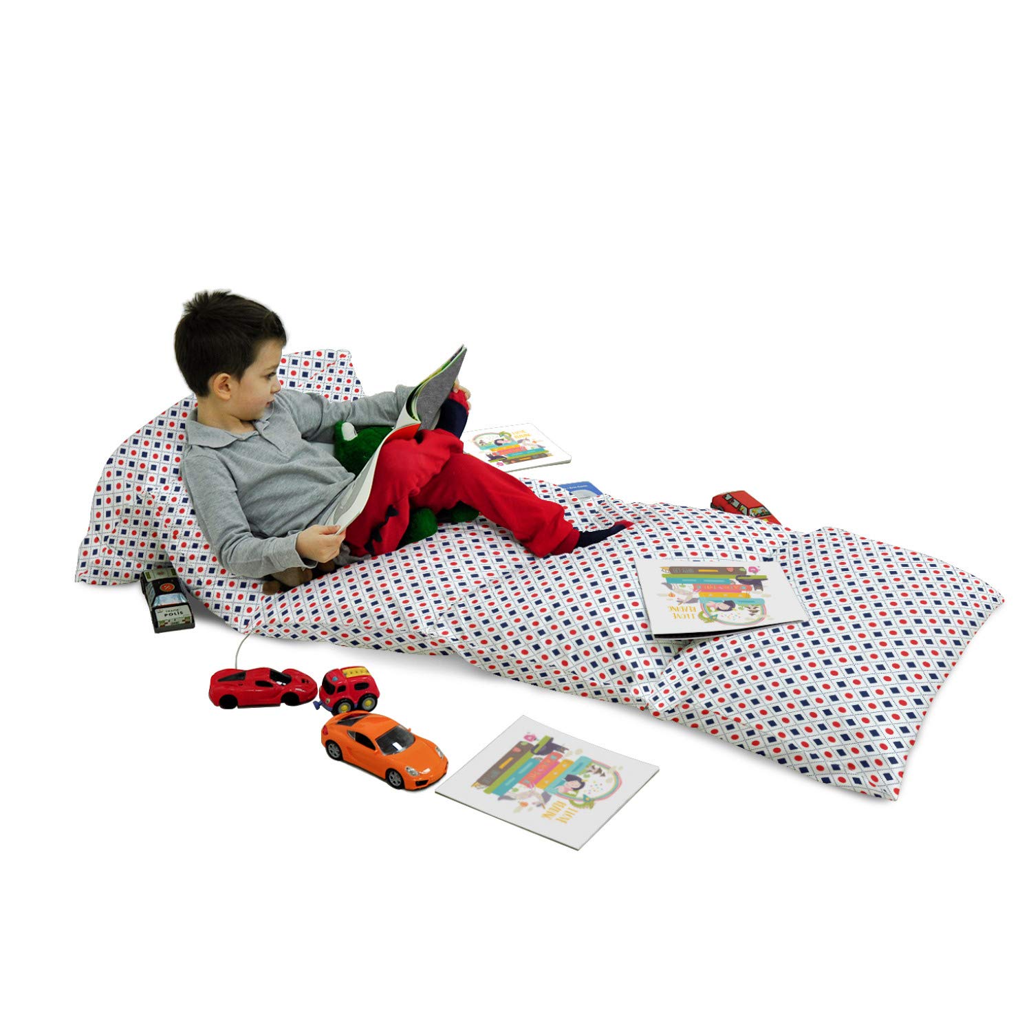 Ambesonne Navy Blue and Red Geometric Floor Pillow Cover - 88