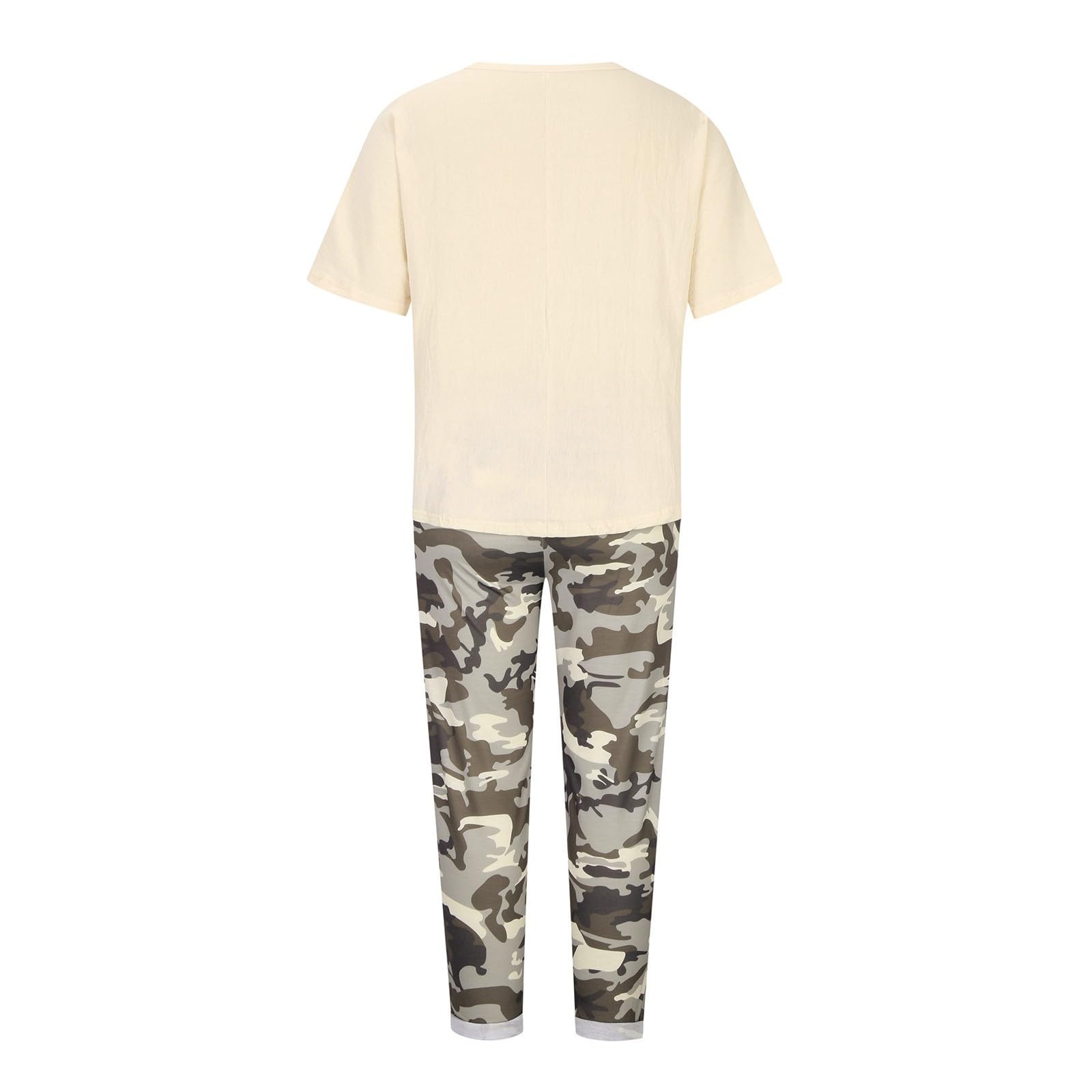 Women's 2-Piece Linen Lounge Set - Oversized Short Sleeve Shirt & Camisole Capri Pants for Summer, Casual Wear, Home Relaxation, Beach Outings and Vacation Comfort