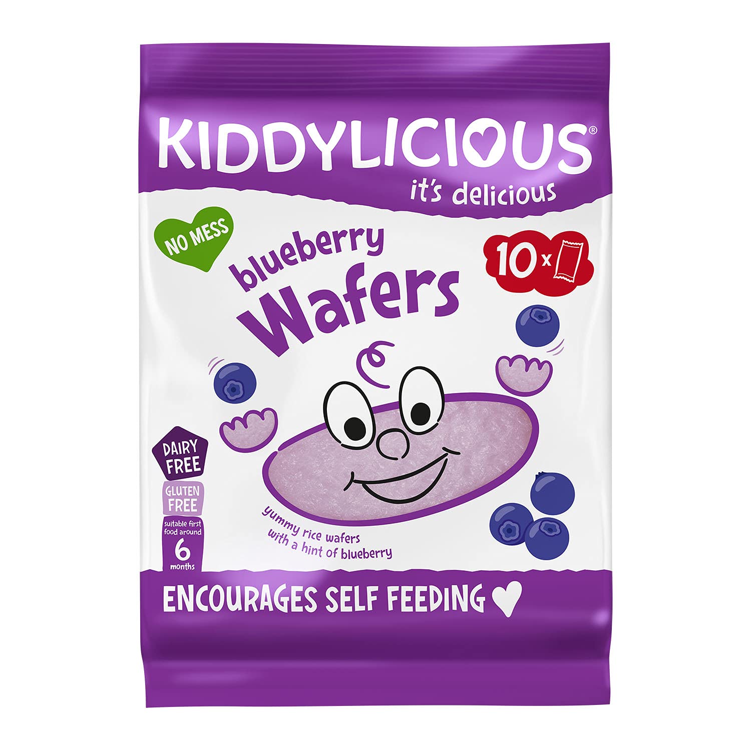 Kiddylicious Gluten-Free & Dairy-Free Kids Snacks - Blueberry, Banana, Strawberry Wafers Variety Pack (3 x 20 Twin Packs) | Healthy On-The-Go Snacks for Toddlers, School Lunches & Travel