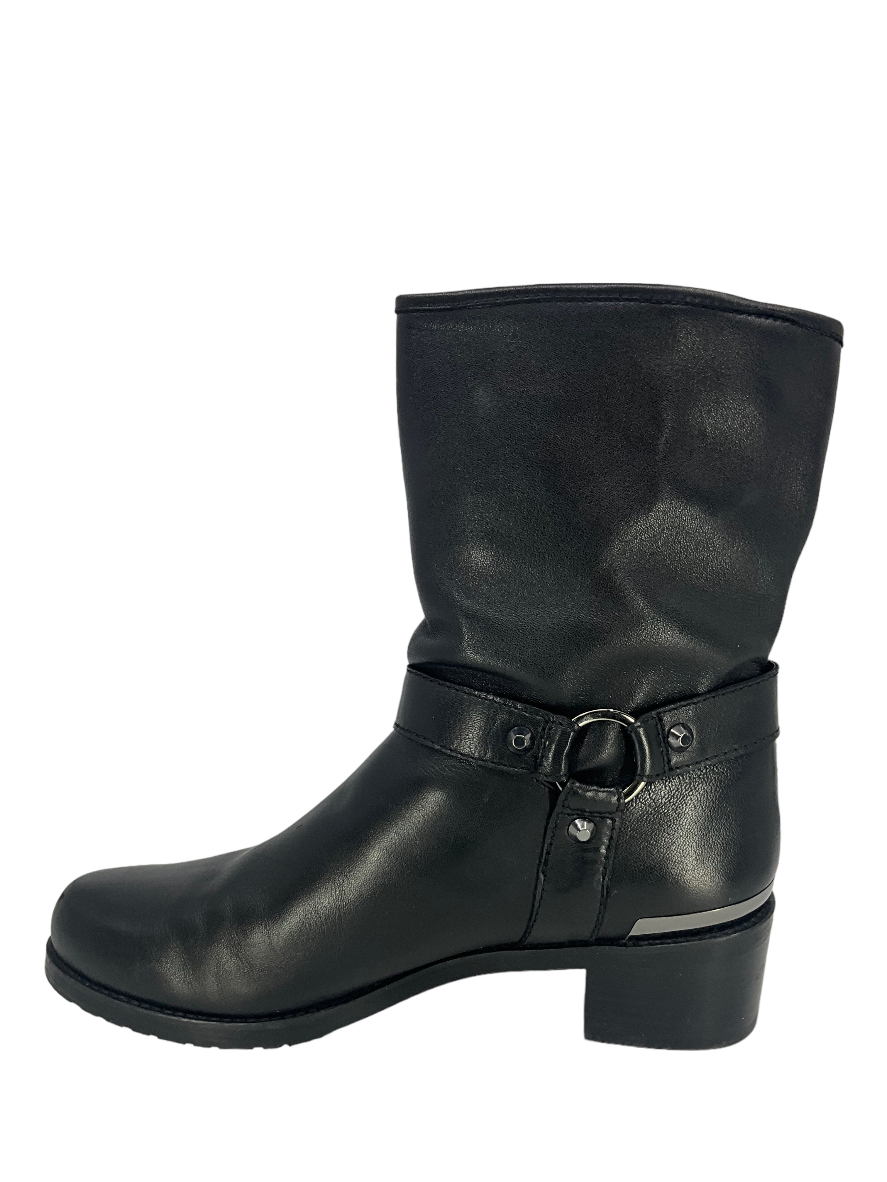 Stuart Weitzman Genuine Leather Biker Boots for Women - Size 11 US - Stylish Motorcycle Riding Boots for Casual Outfits & Night Out