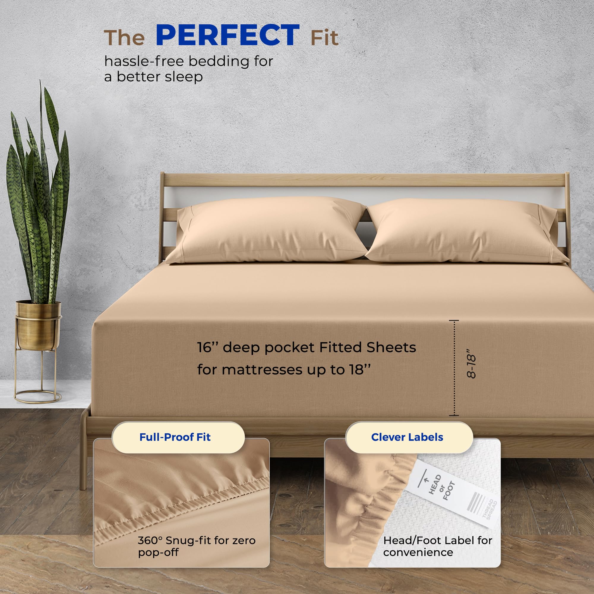 Premium 1000-Thread-Count Egyptian Cotton Queen Fitted Sheet - 16