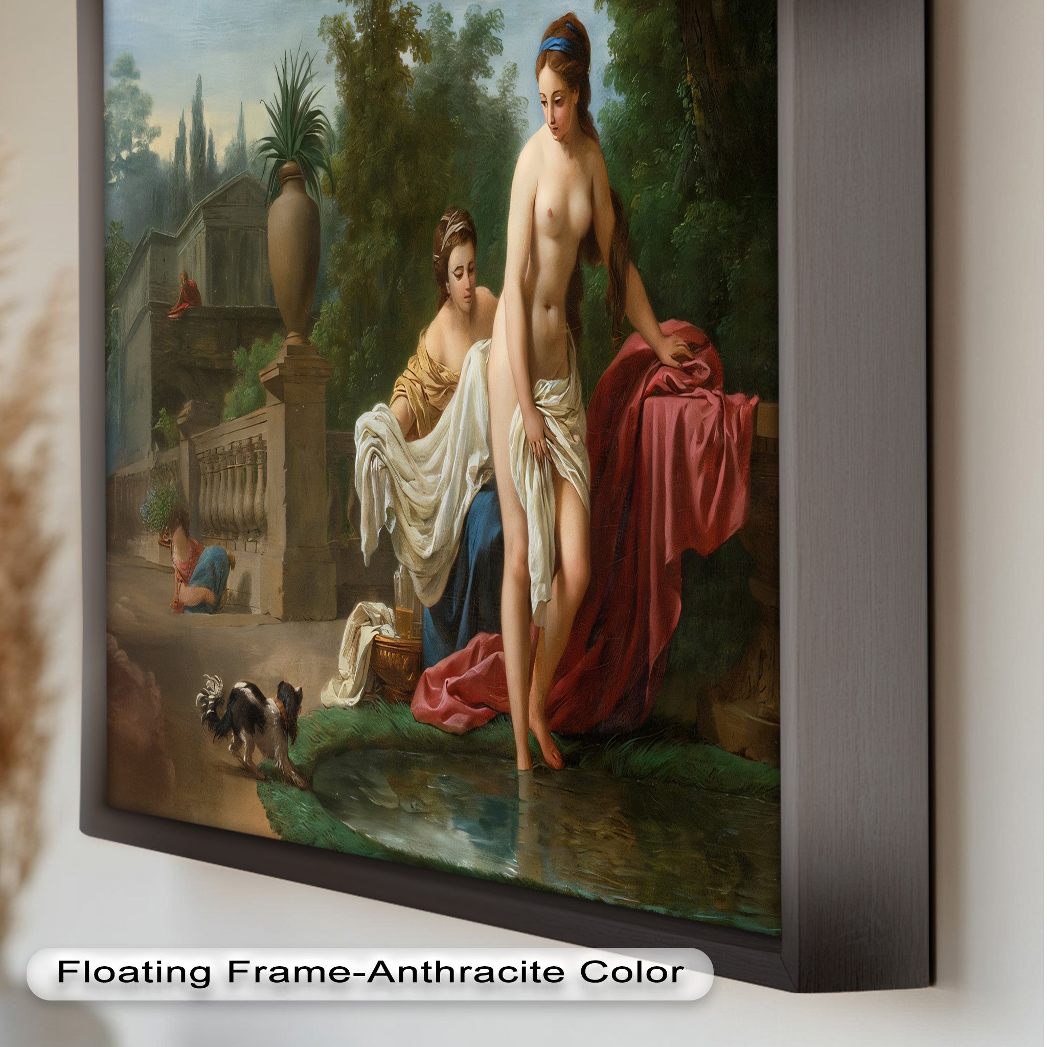 Neoclassical Elegance Oil Painting - Garden Bathing Scene Artwork for Home Decor & Living Room Wall Art