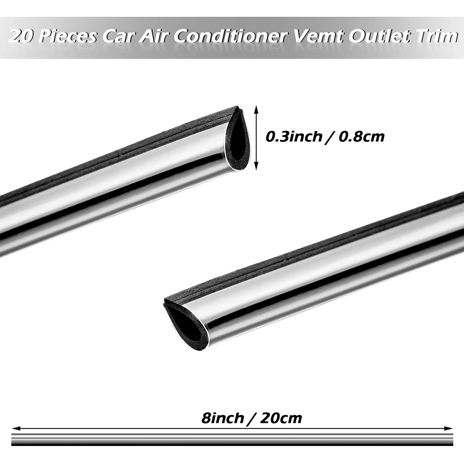 **Frienda 20-Piece Universal Car Air Vent Decoration Strips – Waterproof, Bendable, Silver Trim for Straight AC Vents – Perfect for Car Interior Styling & Personalization**    *(Ideal for enhancing car aesthetics, protecting vents, and adding a sleek touch to your vehicle's interior.)*