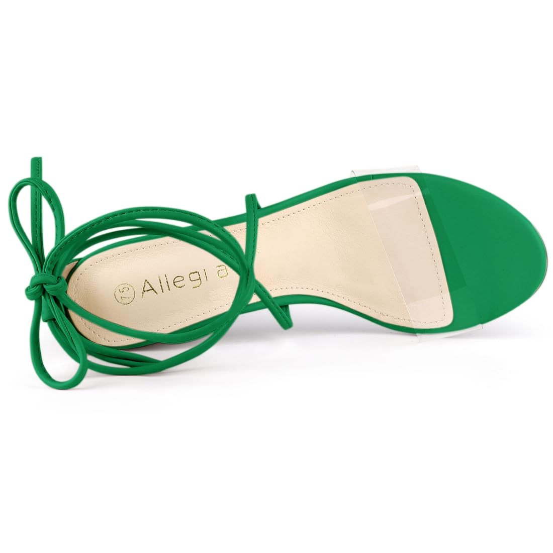 Allegra K Women's Clear Strap Block Heel Lace-Up Sandals - Comfortable Chunky Heels for Wedding, Party & Evening Events
