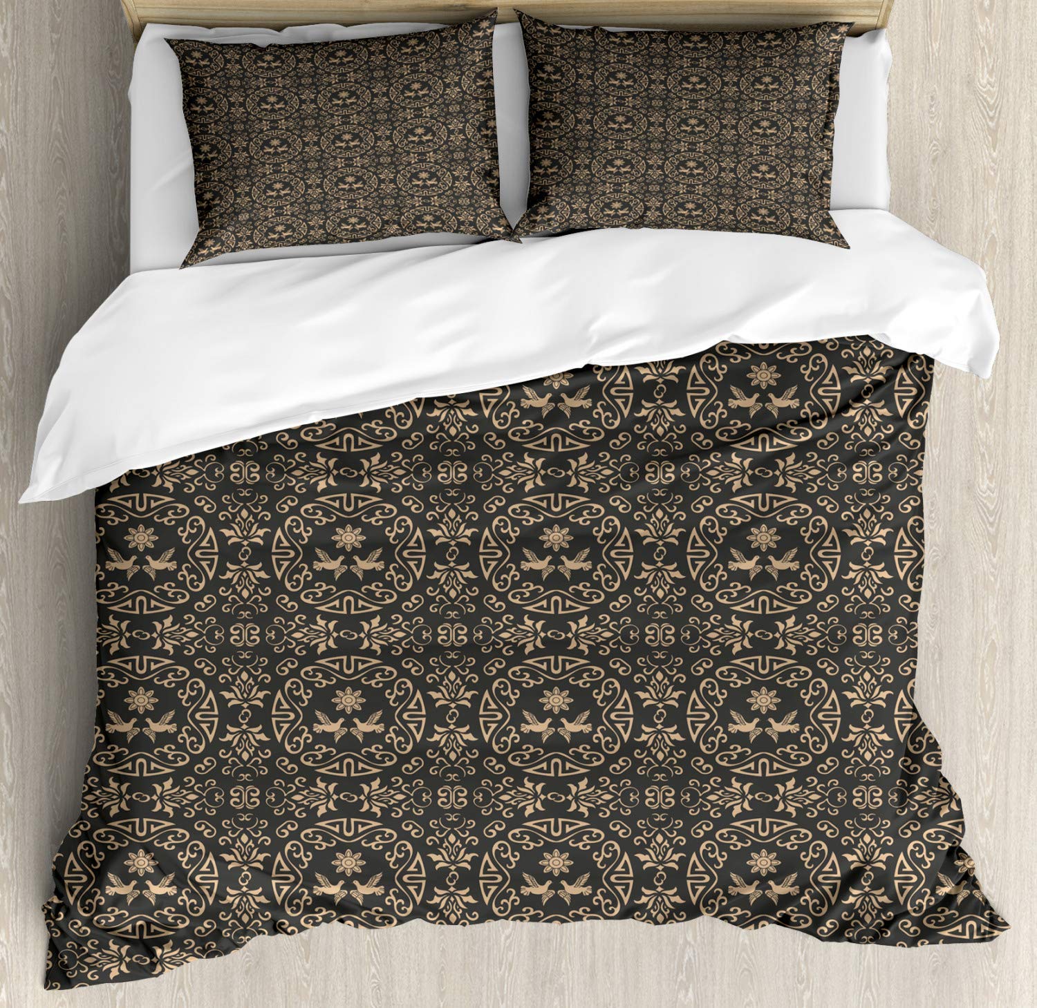 3-Piece Queen Size Comforter Set - All Season Duvet Cover with Oriental Floral & Pigeon Design, Machine Washable Bedding for Cozy Home Decor | Perfect for Master Bedroom, Guest Room & Dorm