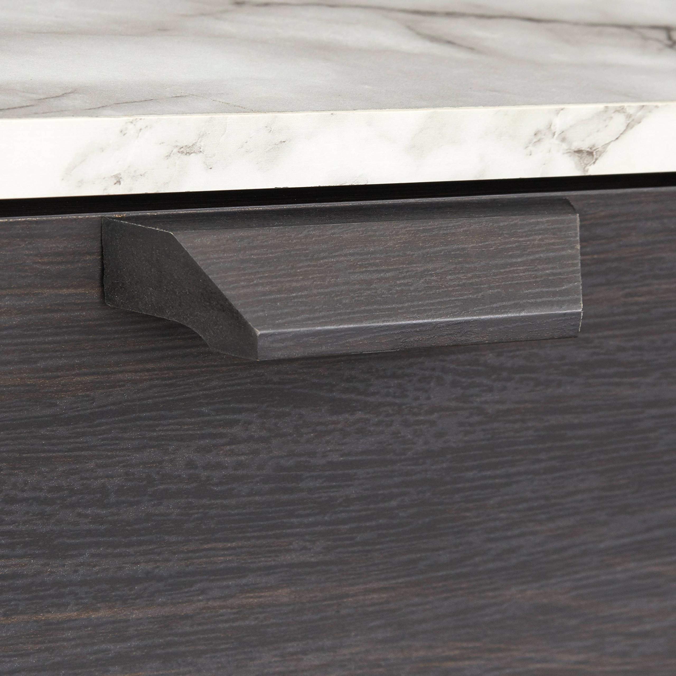Mid-Century Modern Grey Nightstand with Hardware - Transitional MDF Bedside Table for Bedroom, Living Room & Guest Room