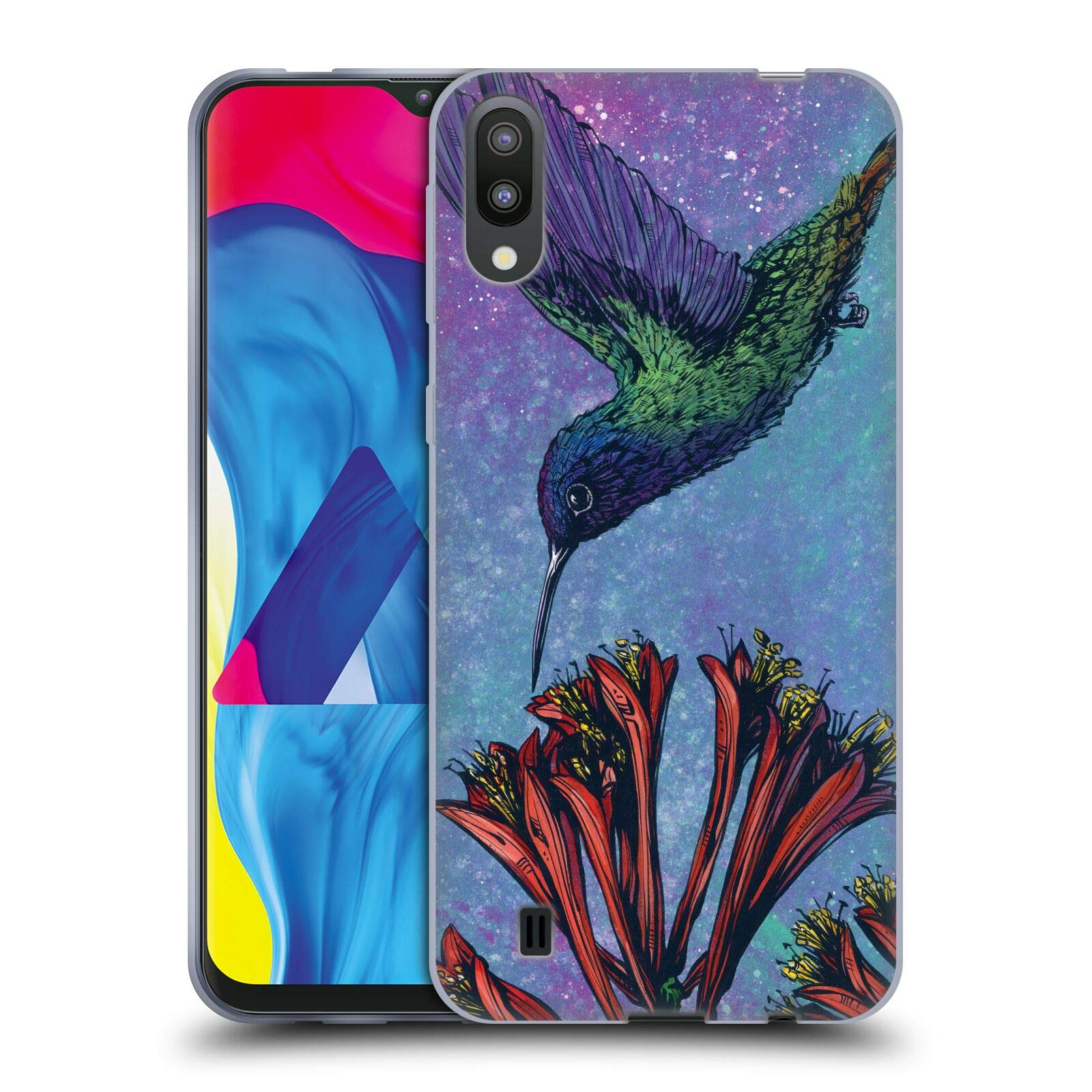 David Lozeau The Hummingbird Colourful Grunge Soft Gel Case for Samsung Galaxy M10 (2019) | Officially Licensed by Head Case Designs | Perfect for Everyday Use & Outdoor Adventures