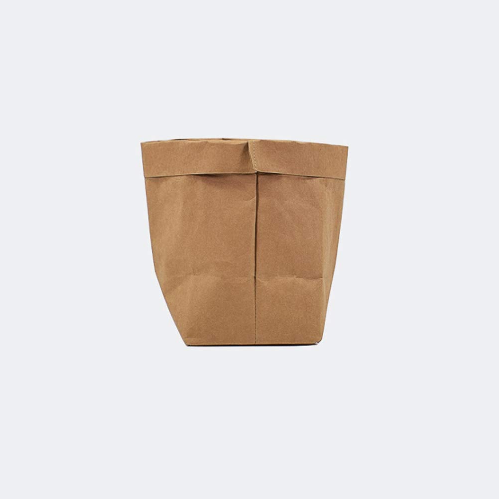 Eco-Friendly Hemoton Kraft Paper Flowerpot Bags - Washable Brown Grocery & Lunch Bags with Handles, Decorative Paper Containers for Plants, Small Trash Can & Home Decor | Perfect for Gardening, Shopping & Office Organization