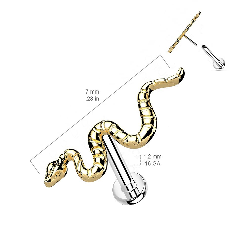 G23 Implant Grade Titanium Snake Threadless Lip Ring - Tragus & Cartilage Piercing Jewelry for Women & Men - Perfect for Everyday Wear & Special Occasions