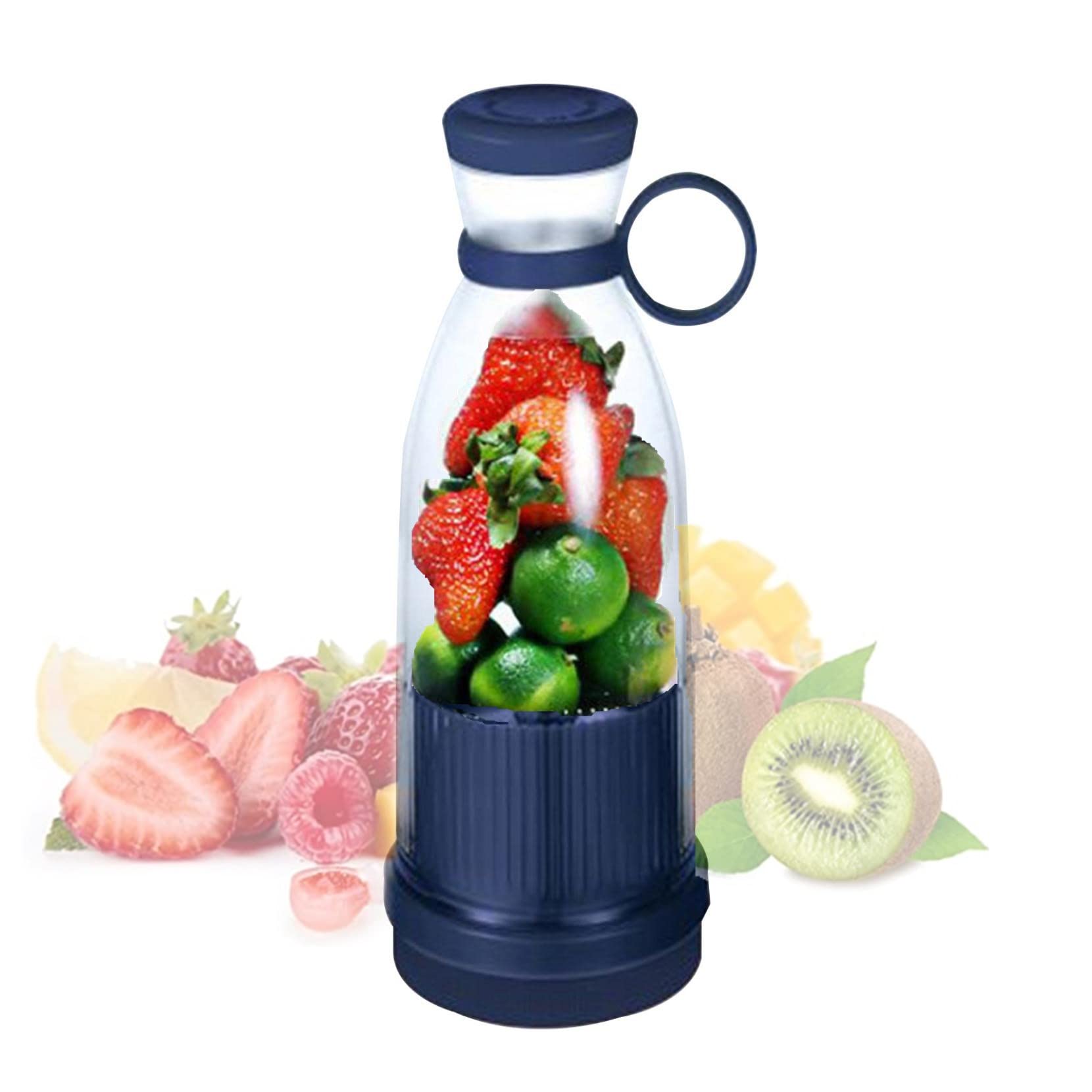 Portable USB Rechargeable Personal Blender with 6 Blades - Handheld Smoothie Maker for Shakes, Juices & Smoothies - Mini Travel Blender for Sports, Gym, Camping & Outdoor Activities (Dark Blue) - Perfect for Healthy Drinks On-The-Go