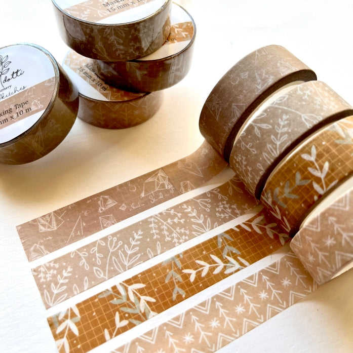 Autumn Walk Washi Tape - Decorative Japanese Paper Tape for Scrapbooking, Journaling, DIY Crafts, Gift Wrapping & Home Decor