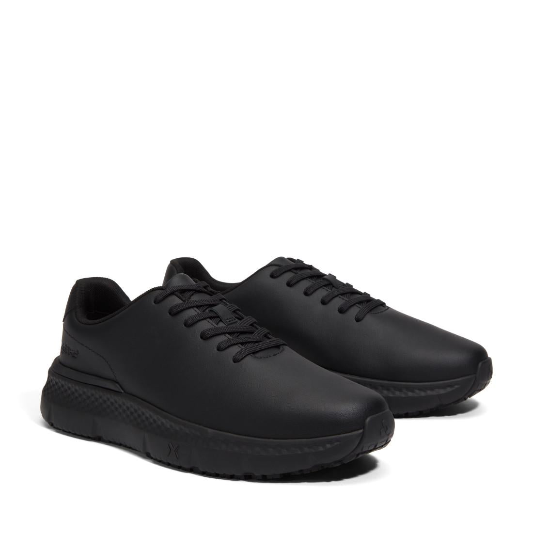 Slip Resistant Work Shoes for Men & Women - Black Leather Safety Shoes with Power Shift Technology - Ideal for Restaurant, Kitchen, Construction & Healthcare Workers