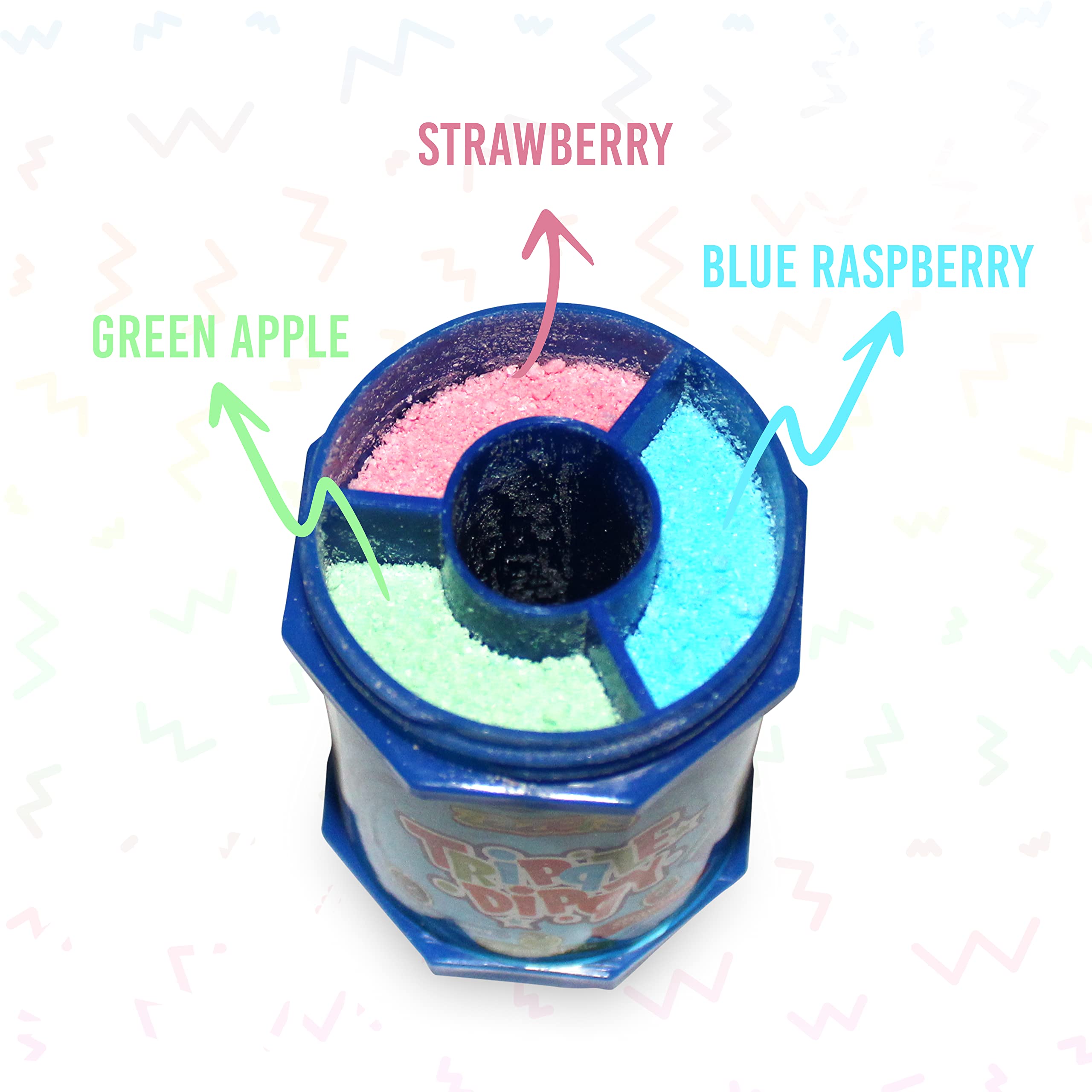 Blue Raspberry Lollipop with Sour Powder Candy - 12 Pack Zazers Triple Dippy Candy (Kosher, 14.76 OZ) - Perfect for Parties, Halloween Treats & Sweet Tooth Cravings