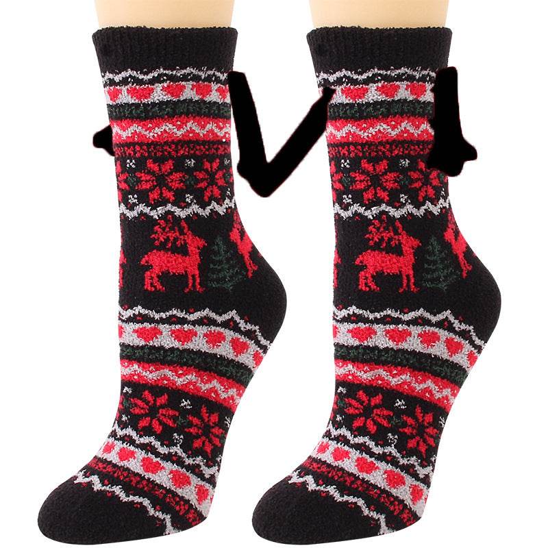 Hand In Hand Magnetic Christmas Socks - Festive Holiday Socks for Couples & Families - Perfect for Christmas Gifts, Stocking Stuffers & Winter Home Decor