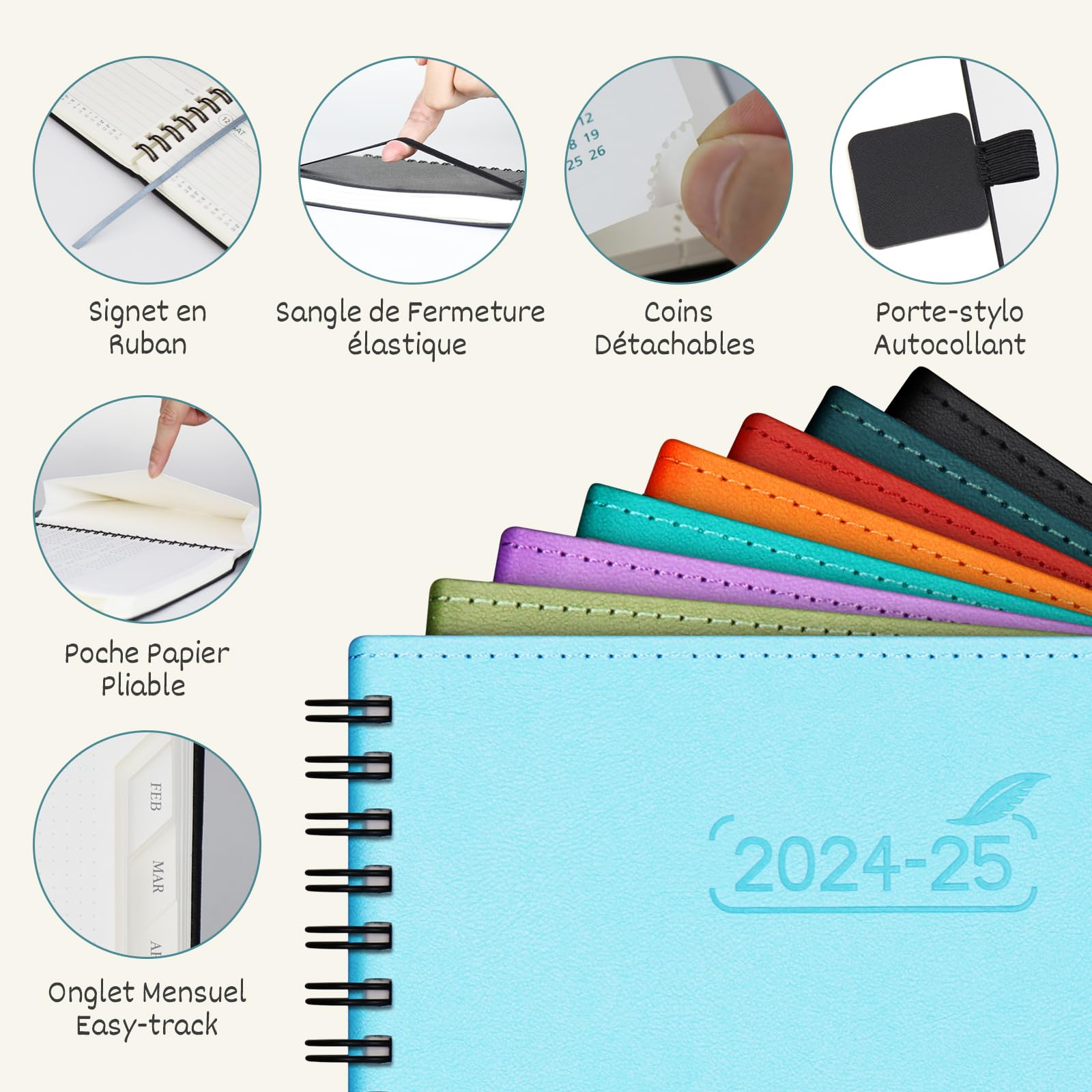 BEZEND 2024-2025 18-Month Weekly Planner | A5 Spiral Bound Academic Diary (July 2024 - December 2025) | Soft PU Leather Cover | Black | Perfect for Students, Professionals & Office Use