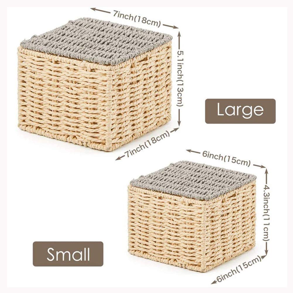 4-Pack Recycled Paper Rope Woven Storage Baskets - Eco-Friendly Multipurpose Organizer Bins for Home & Office - Perfect for Storing Toys, Books, Office Supplies & Small Household Items (Beige)