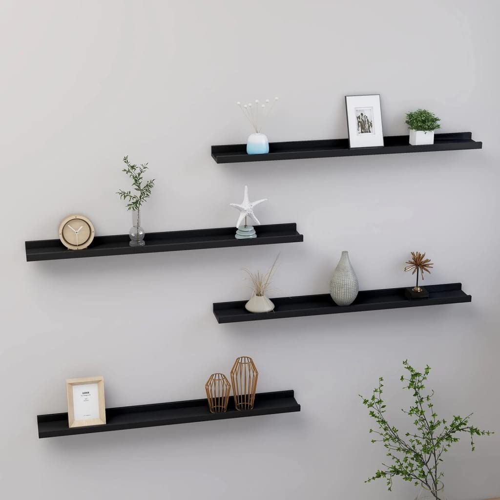 4-Pack Black Floating Wall Shelves 31.5