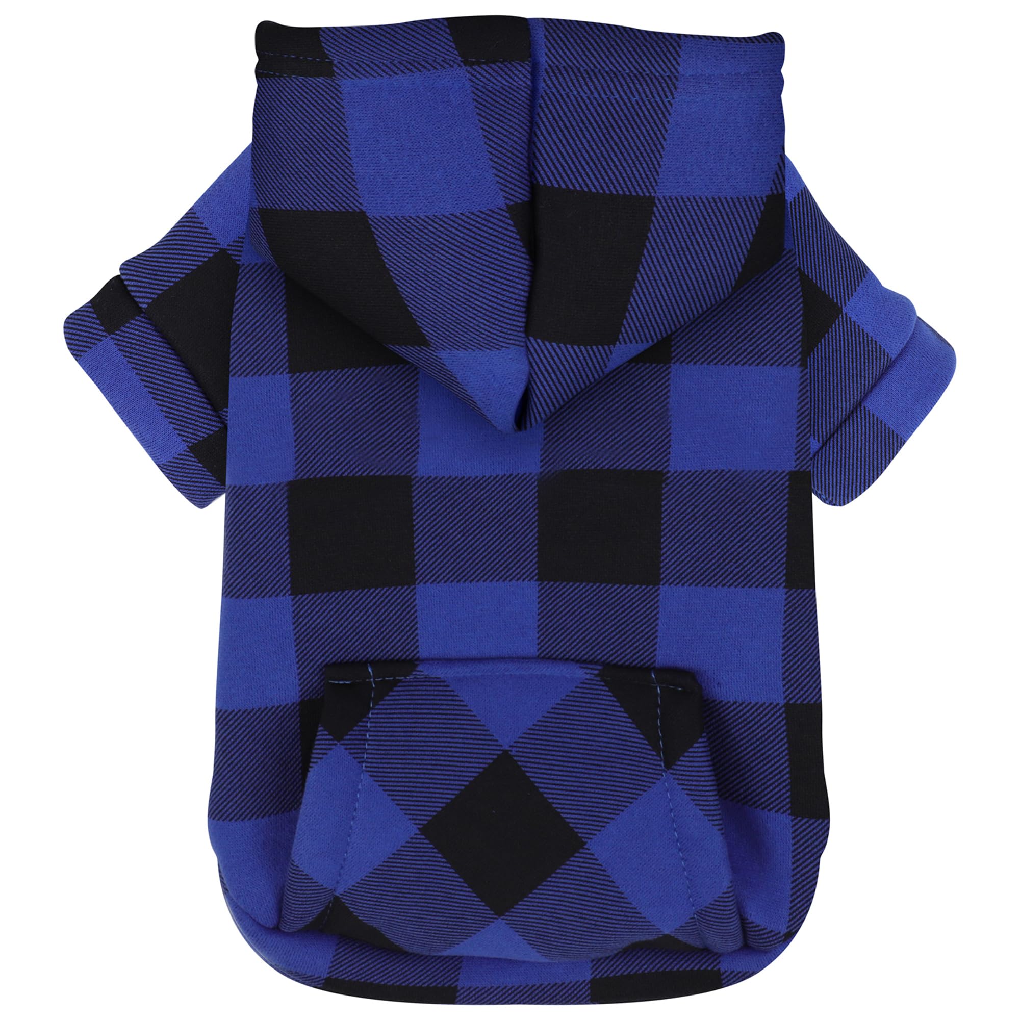 Premium Plaid Dog Hoodie - Soft Polycotton Fabric with Back Pocket & Leash Hole | Cozy Dog Sweatshirt for Small, Medium & Large Dogs | Trendy & Functional Pet Apparel for Winter Walks, Outdoor Adventures & Photo Shoots (Blue, Size M)