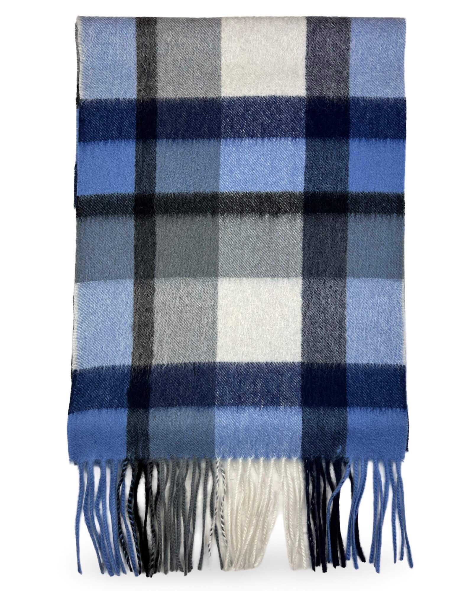 DÉCLIC Asmund Check Scarf - Blue Plaid Wool Scarf for Men & Women | Winter Fashion Accessory for Cold Weather & Outdoor Activities