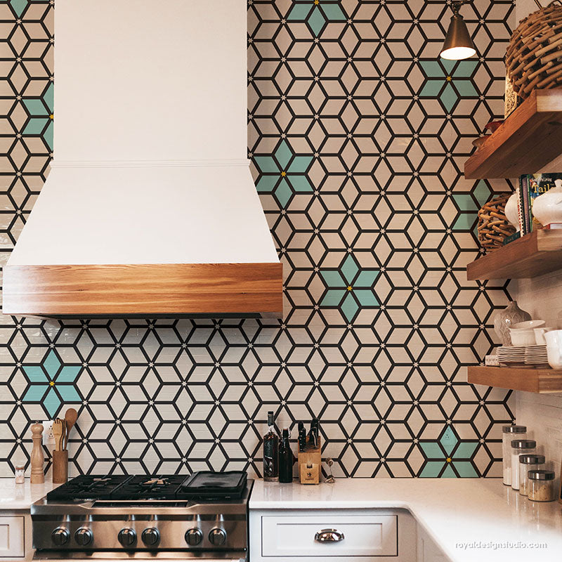 Tessellated Tile Stencil for DIY Mosaic Art - Geometric Wall & Floor Tile Painting Template - Perfect for Home Decor, Bathroom, Kitchen Backsplash Projects