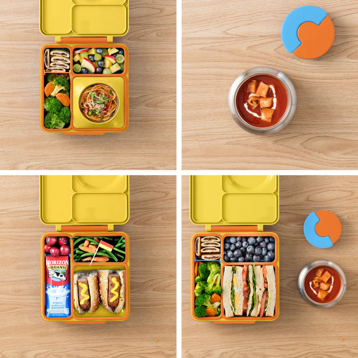 OmieBox V2 Bento Lunch Box for Kids - Leak Proof, Insulated Stainless Steel Container with Compartments | Perfect for School, Picnics & Travel (Sunshine Yellow)