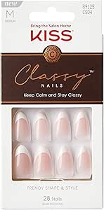 Kiss Classy Nails CS04 - Premium Press-On Nails Kit with Glue, French Manicure Fake Nails for Women, Perfect for Parties, Weddings & Special Occasions