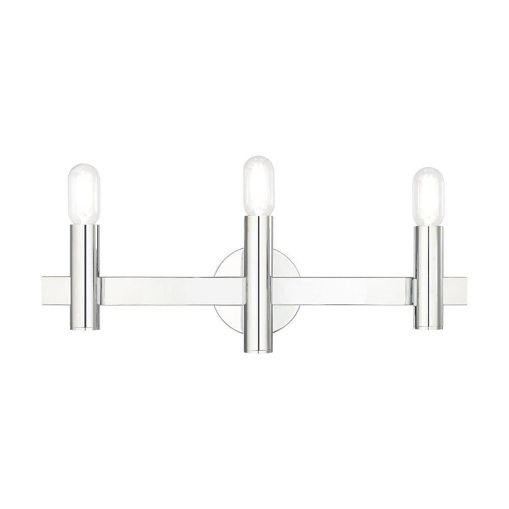 Livex Lighting 15833-05 3-Light Polished Chrome Bathroom Vanity Light Fixture - Perfect for Modern Bathroom Decor and Makeup Lighting