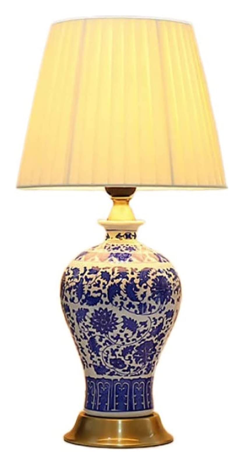 Vintage Chinese Ceramic Table Lamp - Blue and White Porcelain Desk Lamp for Bedroom, Living Room & Study | Elegant Home Decor Lighting for Cozy Reading & Relaxing