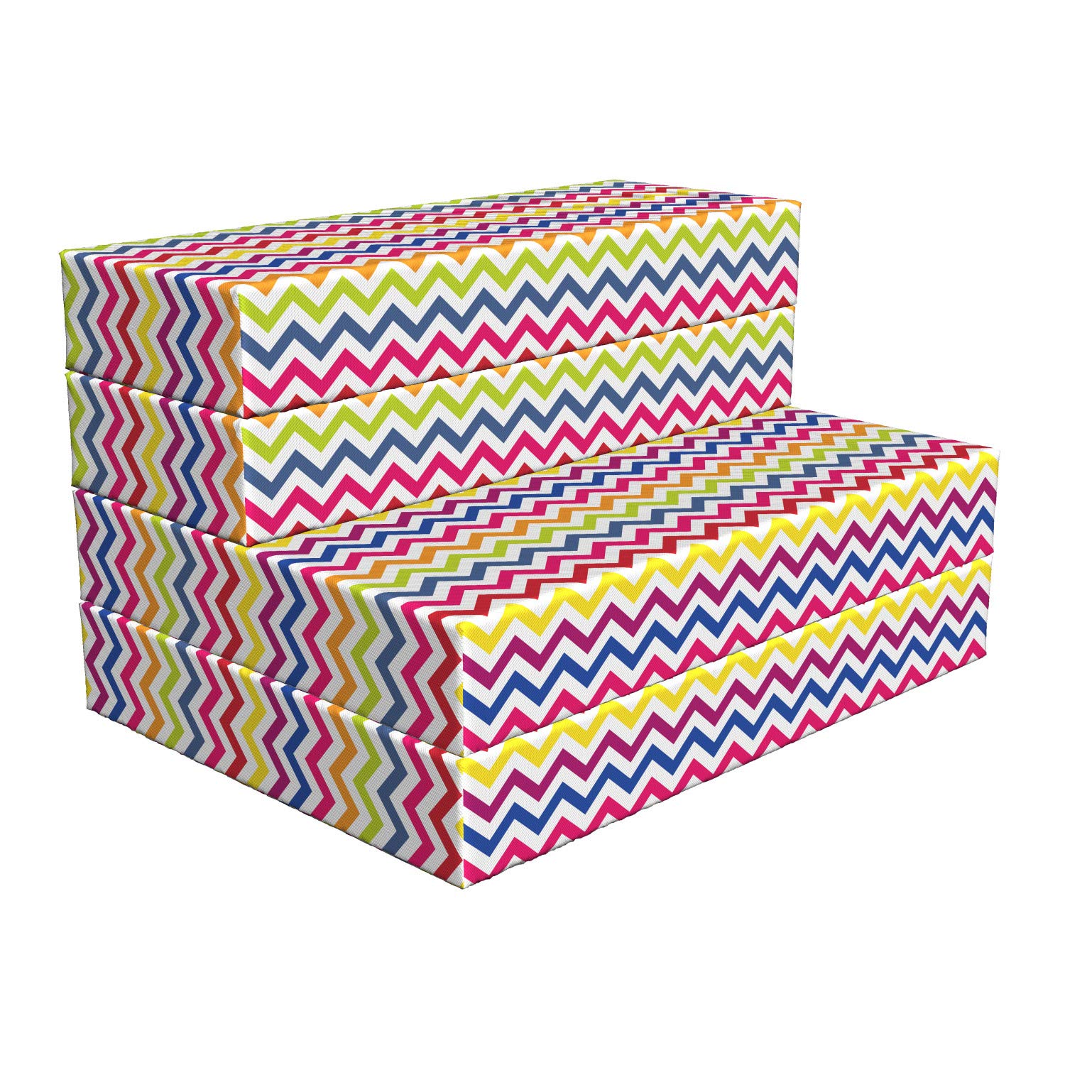 Ambesonne Colorful Foldable Mattress - Rainbow Chevron Pattern, 74.8