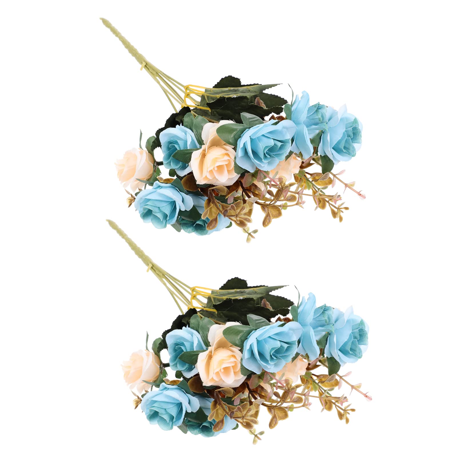 FOMIYES 2 Pack Artificial Rose Flowers with Eucalyptus Leaves - Realistic Fake Roses for Wedding Decor, Home Decor, Table Centerpieces, Autumn Floral Arrangements - Perfect for Bridal Bouquets, Party Decorations, and DIY Crafts