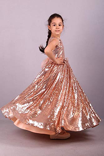 Sparkly Sequin Flower Girl Dresses with Jewel Neckline & Lace-Up Back - Elegant A-Line First Communion & Pageant Gowns with Ribbon Bows (2025 Collection) | Perfect for Weddings, Baptisms & Special Occasions