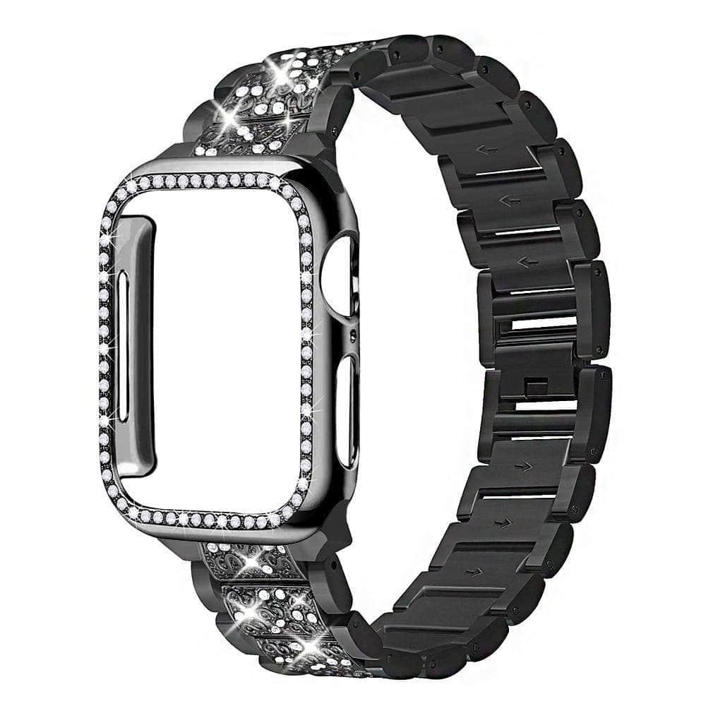 Durable Metal Diamond Strap Bumper Case for Apple Watch Series 6/5/4/SE (44mm/42mm/40mm/38mm) - Stylish Protection for Workouts, Outdoor Activities & Everyday Wear