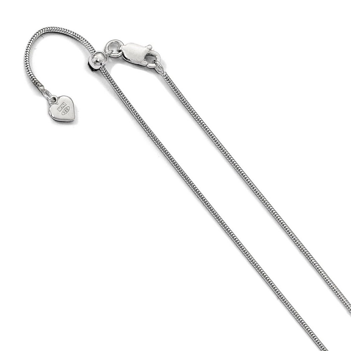 925 Sterling Silver Adjustable Snake Chain Necklace for Women & Men - 22