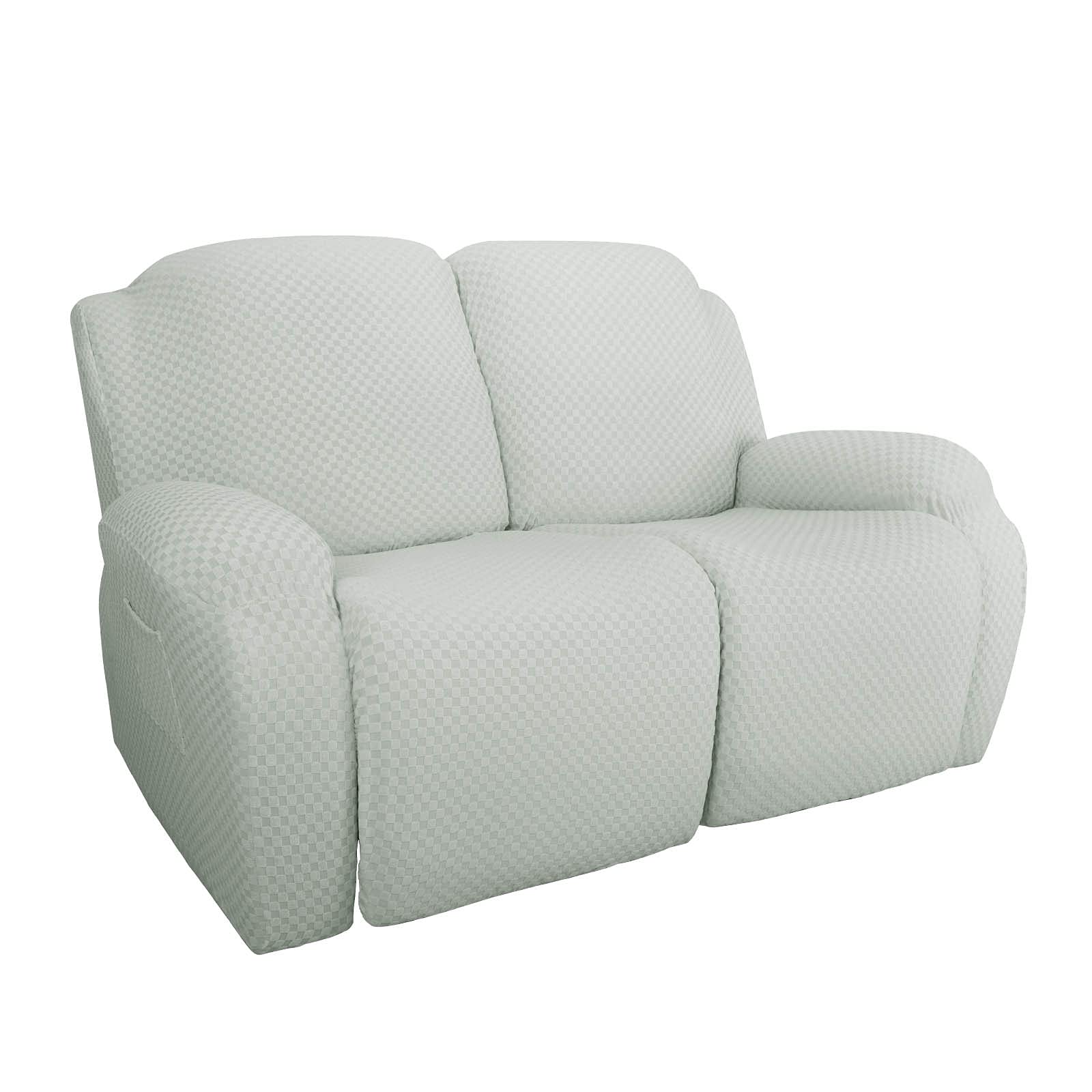 6-Piece White Velvet Stretch Reclining Loveseat Slipcover - Soft, Thick & Washable Sofa Cover for 2-Seat Recliner | Perfect for Living Room, Home Theater & Family Room Furniture Protection