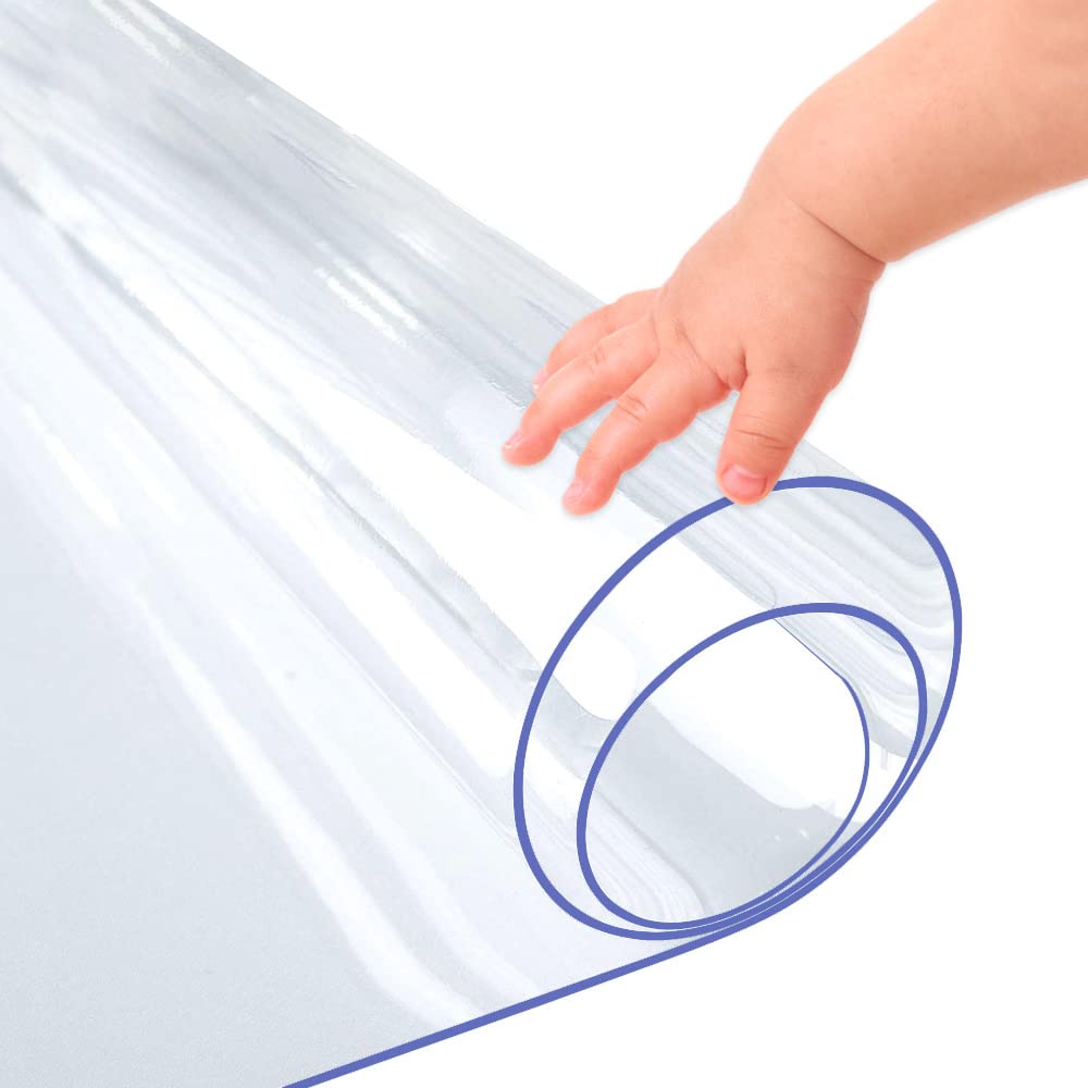 34x60 Inch Clear PVC Tabletop Protector - 1.5mm Thick Plastic Desk Cover Pad, Rectangular Crystal Table Mat for Dining, Coffee Table, Office Desk & Kitchen Counter - Scratch Resistant, Waterproof Surface Protection for Home & Office Use