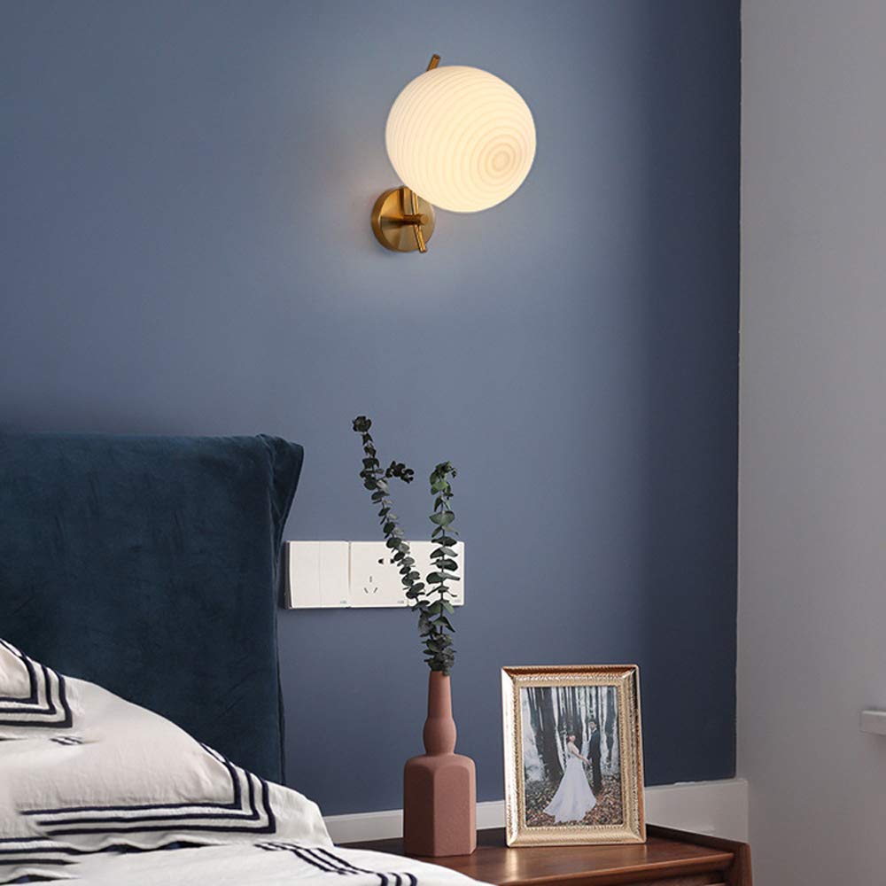 Modern Nordic E27 Glass Wall Sconce - Industrial Loft Style Iron Wall Light Fixture for Indoor Decor - Perfect for Bedroom, Living Room, Dining Room & Hallway Lighting