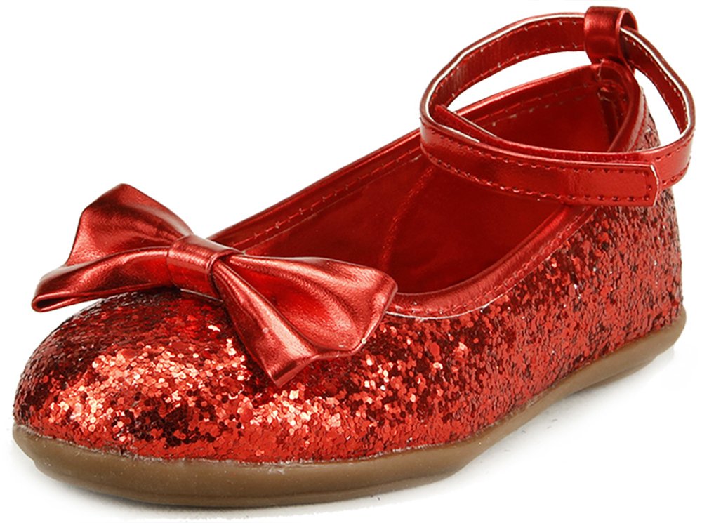 The Doll Maker Women's Metallic Glitter Strap Flat Shoes - Comfortable Casual Ballet Flats for Everyday Wear, Parties & Date Nights