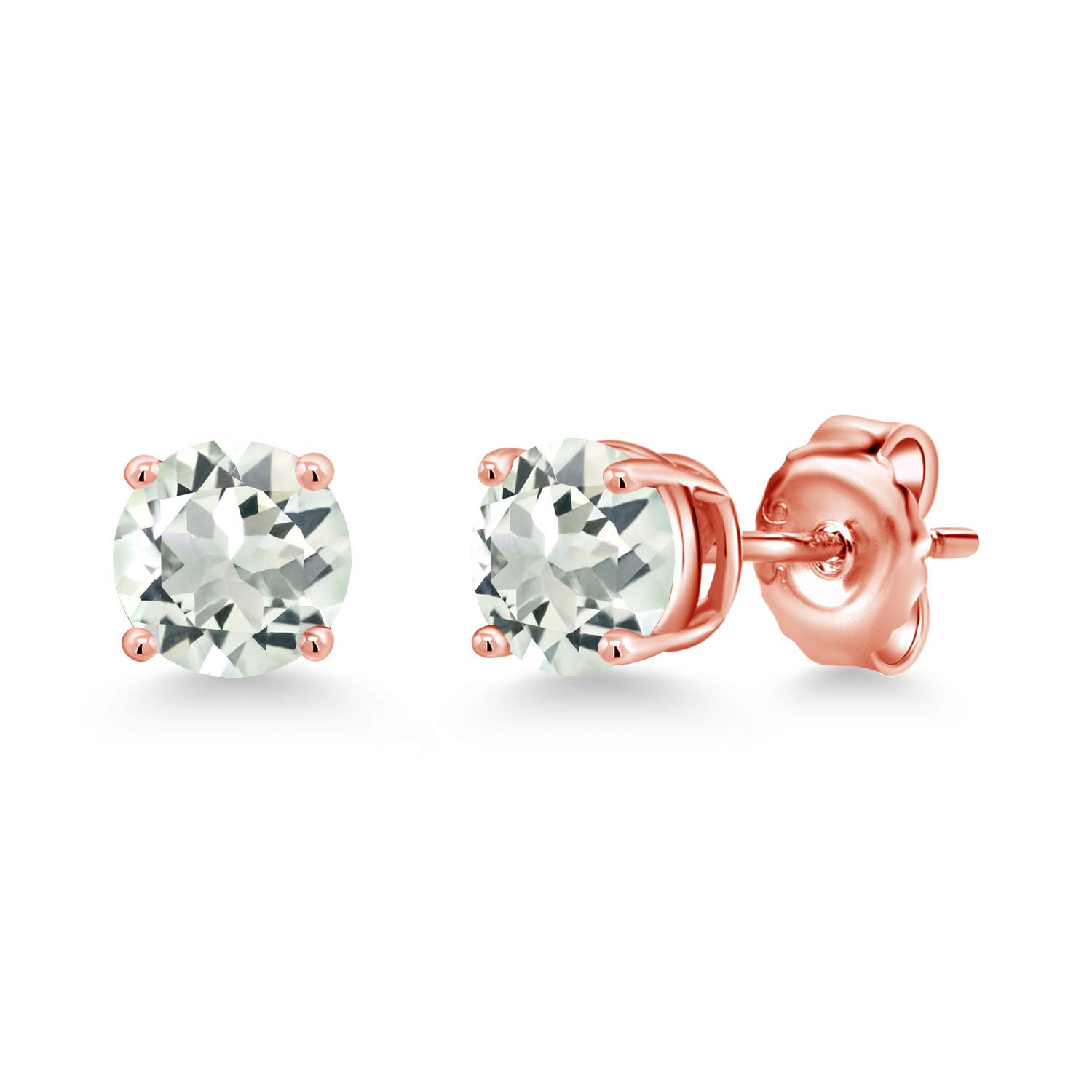 Gem Stone King 18K Rose Gold Plated Sterling Silver 6MM Round Birthstone Stud Earrings for Women & Men | Personalized Jewelry Gift for Birthday, Anniversary & Special Occasions