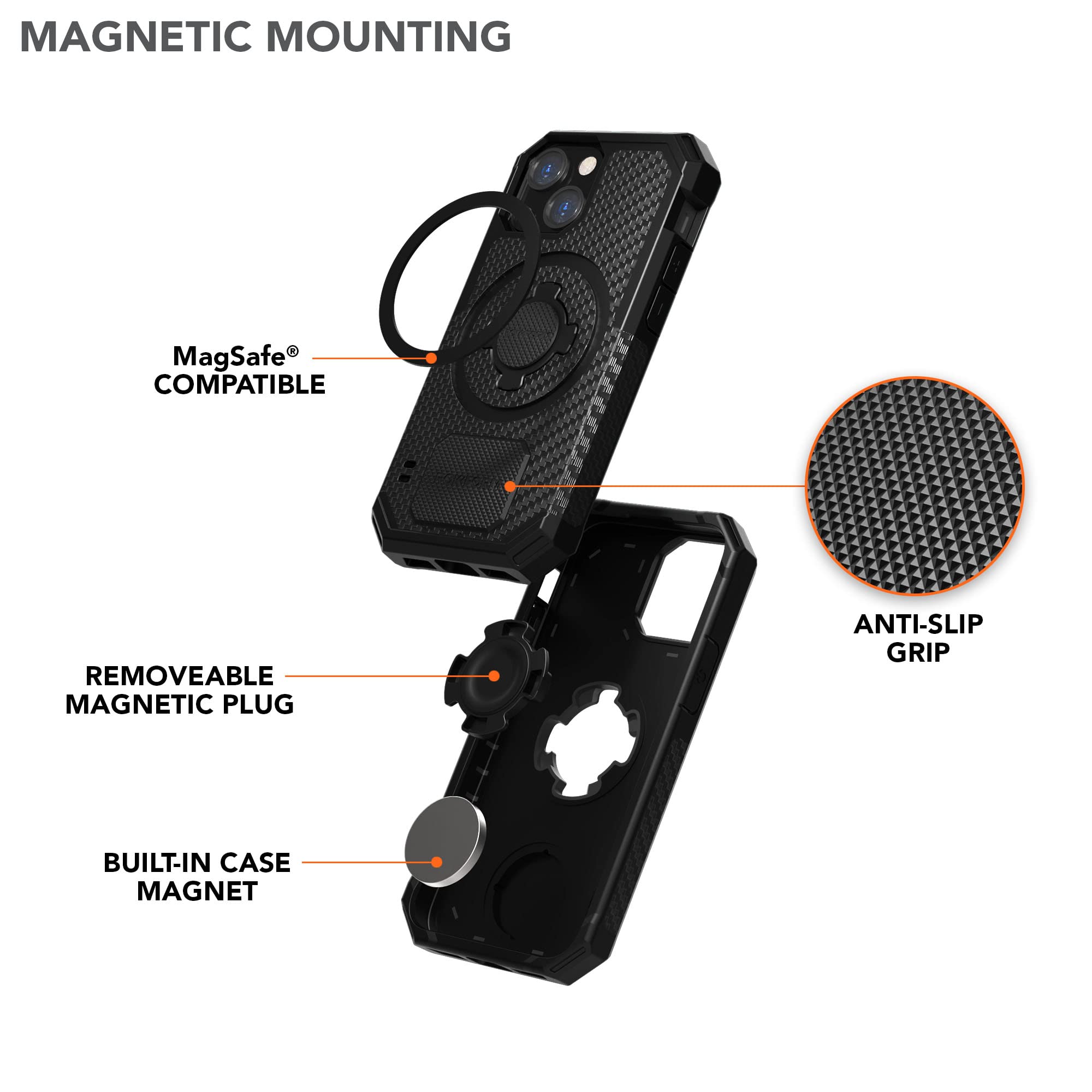 Rokform Rugged iPhone 13 Mini Case with Dual Magnet & MagSafe Compatibility | Magnetic Protective Cover with RokLock Twist Lock | Drop Tested Armor (Black) | Perfect for Outdoor Adventures & Active Lifestyles