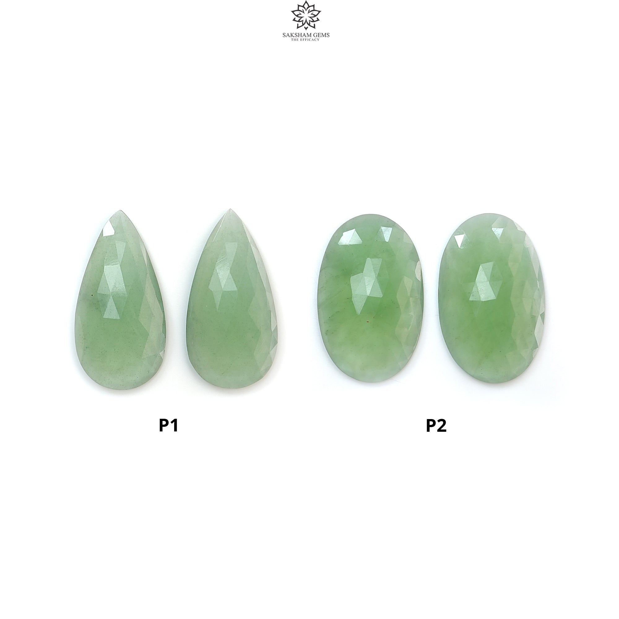 Natural Antigorite Serpentine Gemstone Rose Cut Slices - Untreated Pear Shaped Faceted Pair for Jewelry Making, Earrings & Necklace Designs