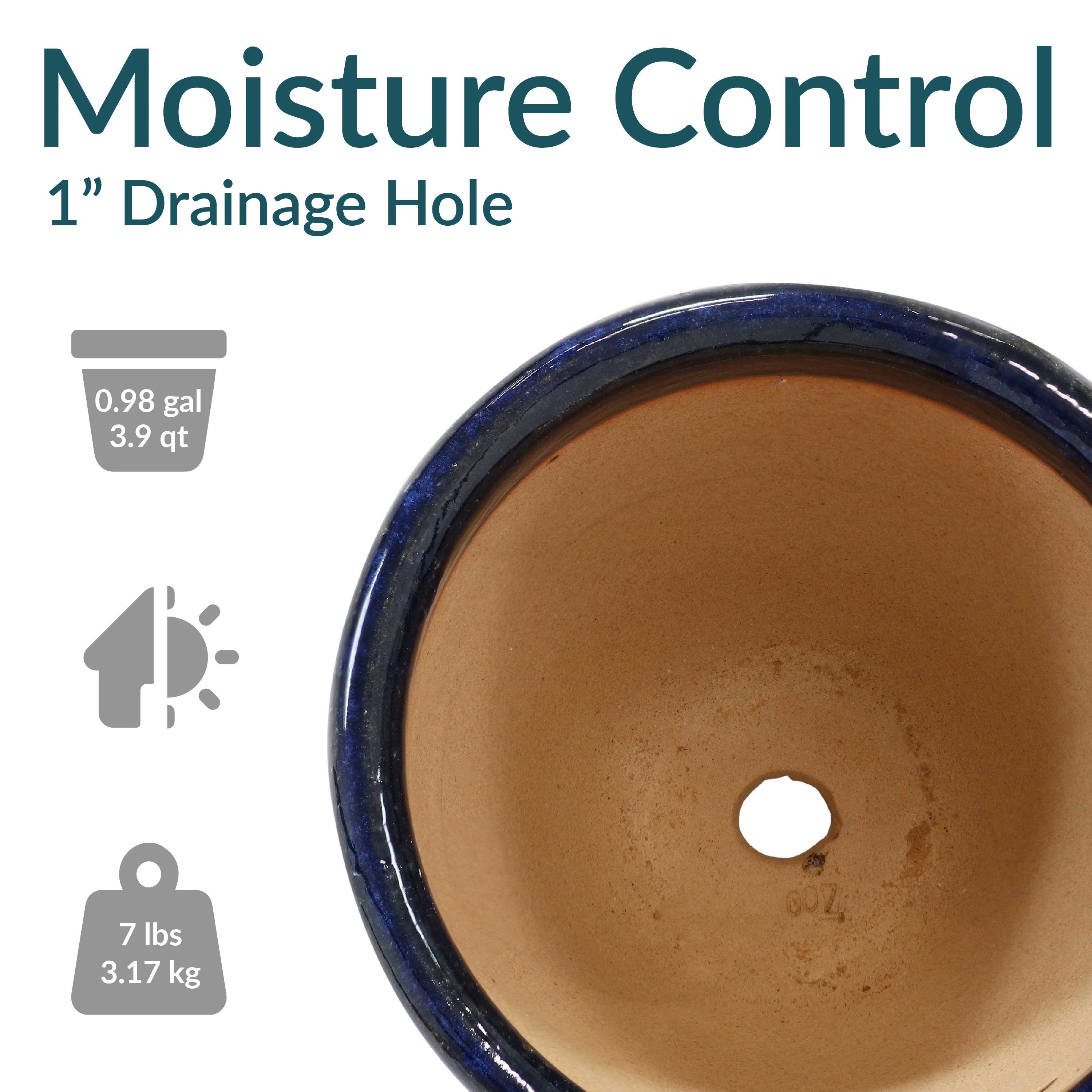 Sunnydaze Chalet Glazed Ceramic Planter with Drainage Holes - Set of 2 for Indoor & Outdoor Plants - Perfect for Home, Garden, Patio, and Balcony Decor
